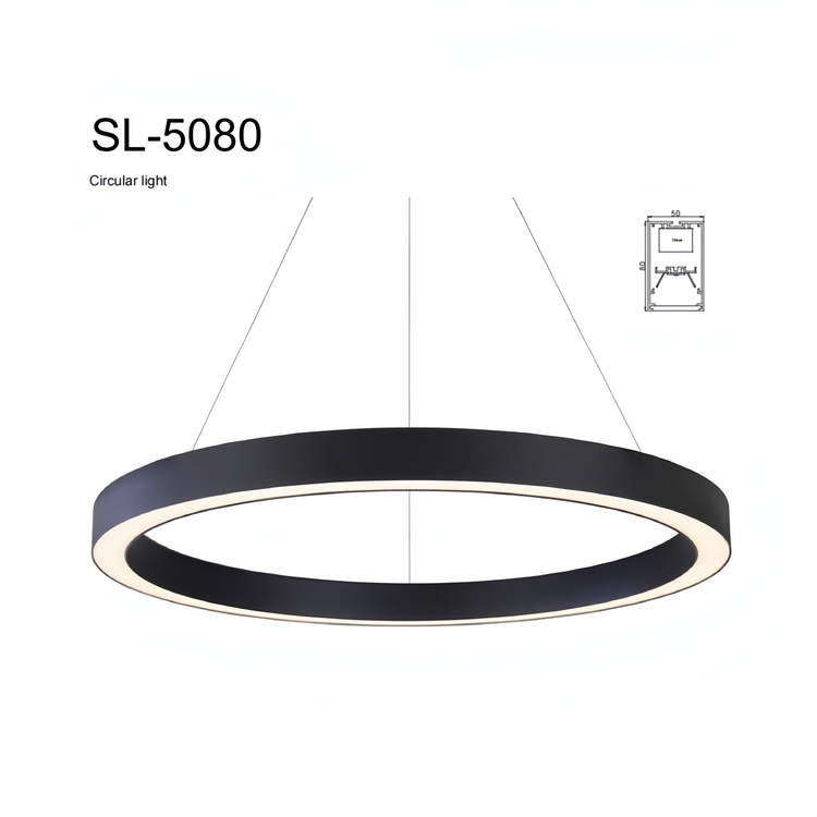 Luz colgante LED circular negra de 4000 K 